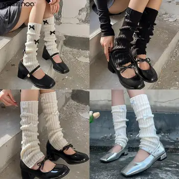 1 pora Žiema Moteriškos šiltos kojinės Japoniško stiliaus Lolita Šiltų kojų užvalkalas Baltas peteliškės Šilta megzta kojinė