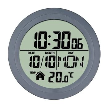 1 vnt Nėra štampavimo siurbtukas Laikrodis Pilka Namai Vandeniui atsparus vonios kambarys Virtuvės laikrodis LCD skaitmeninis ekranas Laikrodis Temperatūros detektorius