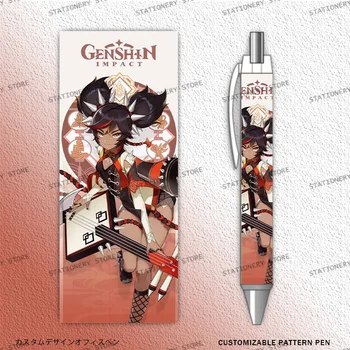 1PCS Xinyan Fire Attribute Role Gel Pens Genshin Impact Game Anime Stationery Refill Caneta Customizable Pattern School Supplies