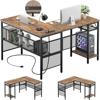 2 asmuo Namų biuro žaidimų stalas L formos kompiuterio stalas su 