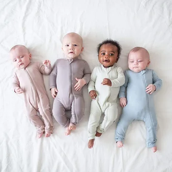 2023 Baby Romper Bambuko pluoštas Baby Boy Girl Drabužiai naujagimis užtrauktuku Pėdutės Kombinezonas Kieti drabužiai ilgomis rankovėmis Kūdikiams 0-24M