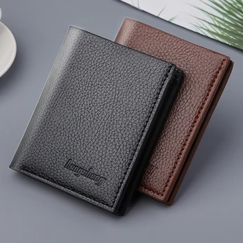 2023 New Soft Men Wallet Solid Color Pu Leather Mini monetų piniginės vairuotojo pažymėjimo kortelės turėtojas мужской бумажник