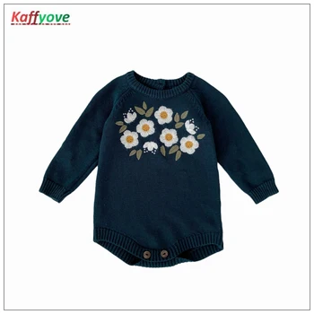 2024 m. pavasario ruduo Naujo stiliaus vaikiškas megztinis Rankų darbo kūdikių gėlė Miela Miela Vaikiški paltai Mėlyni Pilnomis rankovėmis Megzti drabužiai Vaikas
