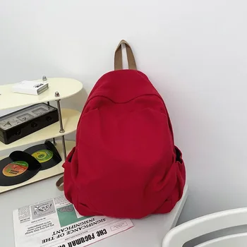 2024Nauja moteriška kuprinė Mados akademijos stilius Drobė Mokyklinis krepšys Paprastas didelės talpos Retro Korean Edition aukštos kokybės kuprinė