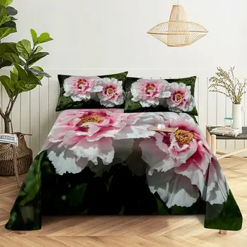 240 220 Pink Rose patalynės komplektas Antklodės antklodės užvalkalas Comforter pagalvės dėklas HD Double Full King Queen Twin Single 3PCS miegamojo gėlė
