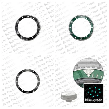 38MM 40MM mėlynai žalia šviečiančių laikrodžių priedai Plieninis rėmelis su juodai žaliu keraminiu įdėklu tinka RLX 40mm dėklas SUB 116610