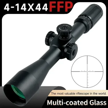 4-14X44 FFP Šautuvas Raudonas/Žalias kryžius Stebėjimas Medžioklės optinė apimtis Taktinis ilgo nuotolio šaudymas Snipe Airsoft Taikiklis 11mm/20mm