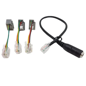 4P4C RJ9 kabelis, 3.5 mm išmaniojo telefono ausinių į RJ9 adapterio kabelis, adapterio kabelio keitiklis IP telefonams ir 