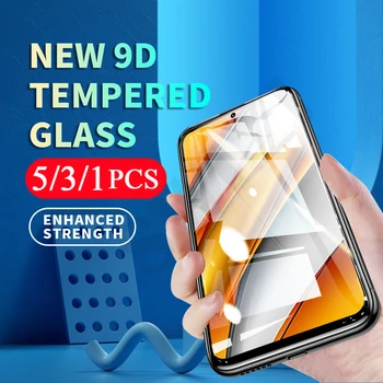 5/3/1Pcs 9D dangtelio grūdintas stiklas skirtas Xiaomi POCO M2 M3 M3 X3 F2 pro C3 X2 F3 GT pocophone F1 apsauginė plėvelė telefono ekrano apsauga