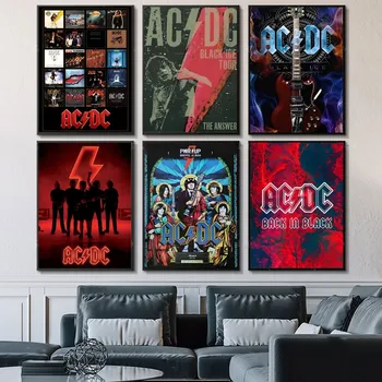 AC DC Band Movie Sticky Poster Classic Vintage Posters HD Quality Wall Art Retro Plakatai namų kambario sienų dekoravimui
