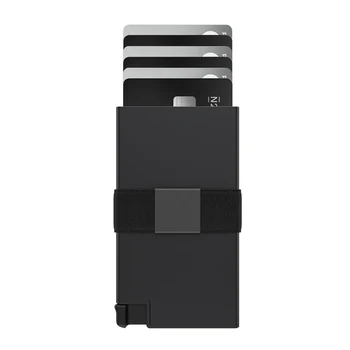 Aliuminio kortelių laikiklis plonas minimalistinis piniginės RFID blokavimas