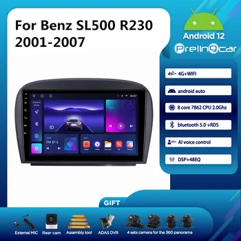 Android 12 DTS garsas Benz SL SL500 R230 2001-2007 metai Navigacija Multimedijos automobilių grotuvas Radijas 2Din Stereo Bluetooth 48EQ