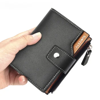 Anti-theft Refresh Men's Leather Short Two-fold Wallet Multi-function Zipper Change Card Bag Coin Rankinė