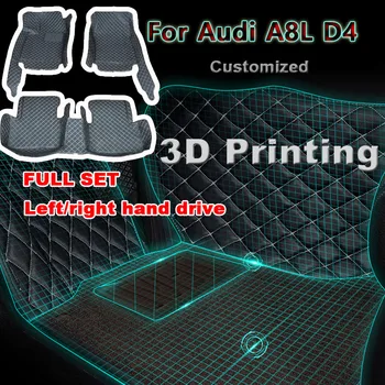 Automobiliniai grindų kilimėliai Audi A8L D4 4H 2011 ~ 2017 kilimas odinis kilimėlis patvarus kilimėlis Apsaugos nuo purvo pagalvėlės Interjero dalys Automobilių aksesuarai 5Seat