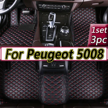 Automobiliniai grindų kilimėliai Peugeot 5008 Septynios sėdimos vietos 2017 2018 2019 2020 2021 Custom Auto Foot Pads Kilimų dangtelio interjero aksesuarai