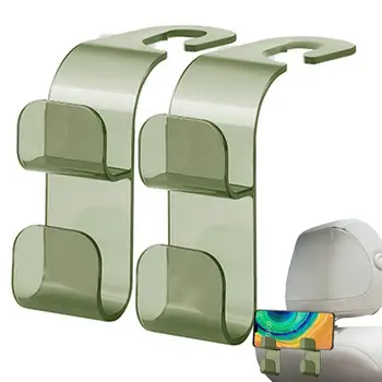 Automobilinės sėdynės galvos atramos kablys 2 paketas Automatinis pakabos saugojimo organizatorius Universalus rankinės rankinės palto salono aksesuarams