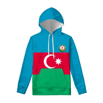 Azerbaidžano užtrauktukas su gobtuvu Nemokamas pagal užsakymą pagamintas vardo numeris Spausdinti vėliavą Komanda Aze Country Pullover Tees Azerbaidžano tauta Az drabužiai