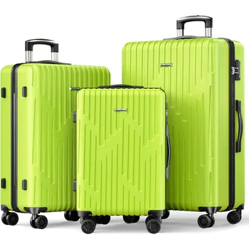 Bagažo komplektai 3-Peice (20/24/28-Inch) Patvarūs ratai ir TSA Lock kelioninių lagaminų komplektas, mėlynas