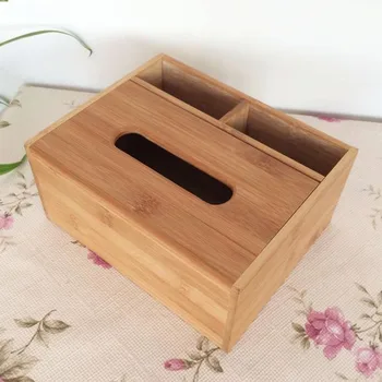 Bambuko audinio dėžutė Medžio masyvo servetėlių laikiklis Dėklas Rankšluosčių dėžutės Paprasta madinga buitinė dėžutė