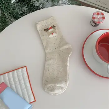 Briedis Spausdinti kojines Kalėdinis briedis Sniego senis Spausdinti Vidutinio vamzdžio kojinės moterims Storos šiltos neslystančios žieminės kojinės su geru elastingumu Minkštos