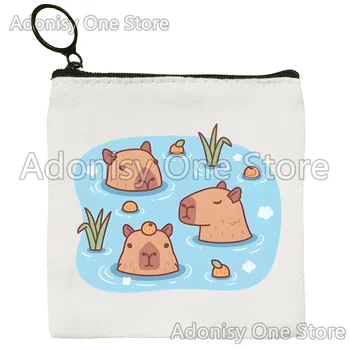 Capybara versija Paprasta monetų piniginė Moteriška studento drobė Mielas raktų krepšys Mini sankaba Maža piniginė