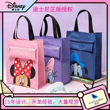 Disney Mickey Pattern Fashion Trend Handbag Casual Mouse Portable Oxford Cloth bag Pen File Folder for Papers Student Stationery