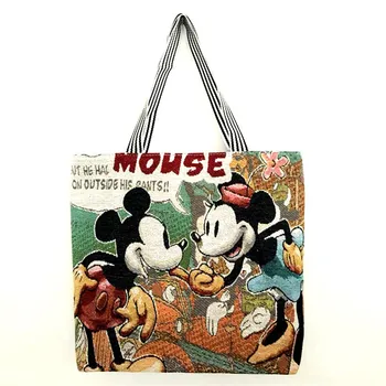 Disney Peliuko Mikio animacinis filmas Didelės talpos pirkėjas Drobė Pečių krepšys Tote moteriška rankinė moterų apsipirkimas Laisvalaikio krepšys