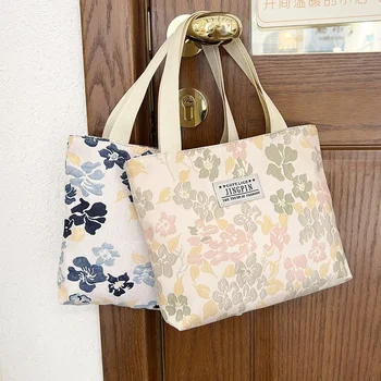 Drobės krepšys Kosmetikos krepšys Moteriškas krepšys per petį Laisvalaikio rankinė Meninis stilius Spausdinimas Šviežias mažas gėlių laikymo krepšys