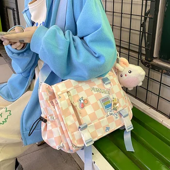 Drobės rankinės Moteriškos rankinės Dizaineris Japonų įrankių krepšys per petį Moteris Studentė Korėjos potvynio prekės ženklas Crossbody Bag 2020 Prabangus Naujas
