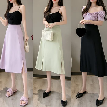 Elegant Slim Fit Wrap Hip Sijonai Moterys 2023 Vasaros korėjietiško stiliaus biuro sijonai Mada Paprastas vientisas laisvalaikio midi sijonas Vientisa spalva