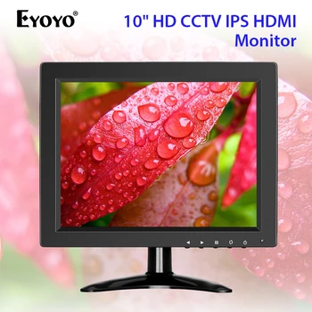Eyoyo 10 colių IPS HD 1024x768 CCTV Saugos monitorius HDMI mažas televizorius ir kompiuterio ekranas kompiuteriui LCD ekranas 4:3 su BNC HDMI VGA AV