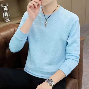 Fashion O-Neck Casual Solid Color Džemperiai Vyriški drabužiai 2023 Rudens žiemos laisvi korėjietiški megztiniai Tops Visų rungtynių džemperiai