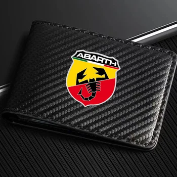 For Abarth 595 Abarth 500 Abarth 124 Carbon Fiber Credit Bank Card Holder Leather Driver License ID Card Bag Car Accessories