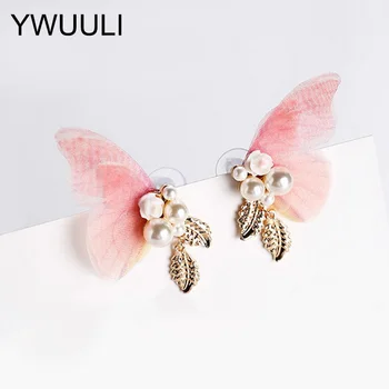 Fėjų sparnai Drugelio auskarai moterims Mada Korėjietiško stiliaus smeigtukų auskarai Perlų papuošalų imitacija Brincos Naujos dovanos XE421