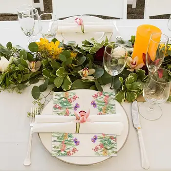 Gėlių vakarėlio servetėlės Vakarienės popierius Vakarėlių stalo dekoras 20 lakštų Dekoratyviniai audiniai Išblukimui atsparūs buitiniai arbatos vakarėlių aksesuarai