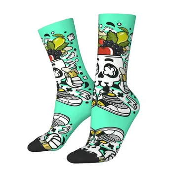 Happy Funny Vyriškos kompresinės kojinės Vaisių vintažinės Harajuku kaukolės galvutės Hip Hop Novelty Casual Crew Crazy Sock Gift Printed