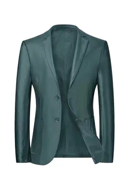 HOO 2024 Vyrų rudens nauja laisvalaikio dviguba sagtis Pu odinis kostiumas Striukė Jaunimo mada Gražus odinis švarkas