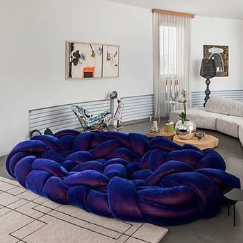 Itališka minimalistinė svetainė Audinys Amatų sofos dizaineris Python sofa Kambario modelio kambarys Vestibiulio dydžio derinys Vila Nauja