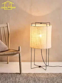 japonų minimalistinis Wabi-sabi audinys Menas Dekoratyvinė grindų lempa LED E27 Dizainerio stovo šviestuvai Svetainė Sofos Miegamasis Nakvynės namai