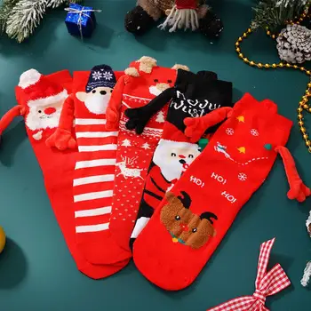 Kalėdinis magnetinis siurbimas ranka kojinės Juokingos lėlės naujovės kojinės 3D vamzdelis Unisex Mid Couple Mielos rankos Medvilninės kojinės Ho R1F0