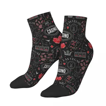 Kazino tema Vientisas raštas su dekoratyvinėmis kulkšnies kojinėmis Vyrai vyrai Moterys Rudens kojinės Harajuku