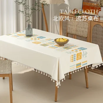 kiniško stiliaus medvilninė lininė staltiesė, plaunama staltiesė, vandeniui ir aliejui atsparus stačiakampis arbatos stalo dangčio audinys