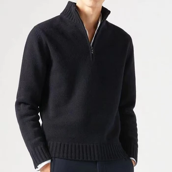 Klasikinis ir stilingas vyriškas\\\\\\\ megztinis V kaklo megztinis su 1/4 užtrauktuku Dizainas gali būti kelių spalvų