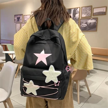 Korėjiečių saldžių žvaigždžių kuprinės Japonų moterų gatvės drabužiai Y2k estetinės mokyklinės rankinės Didelės talpos 