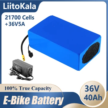 LiitoKala 36V 40Ah 21700 5000mah 10S8P 1000W ličio baterijų paketas didelės galios 42V Ebike elektrinis dviratis + 5A