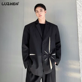 LUZHEN 2023 Pavasario ruduo Priežastinis elegantiškas nišinis dizainas Blazer striukės Aukštos kokybės prabangus vyriškas kostiumas Mada Madingas paltas 7835a8