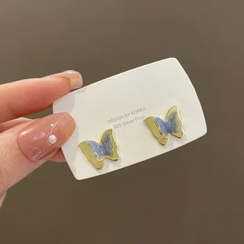 Madingi nauji 925 sidabro adatos drugelio smeigės auskarai moterims Aukso spalvos žavesio dizainas Mieli papuošalai Miško stilius Kūrybinės dovanos