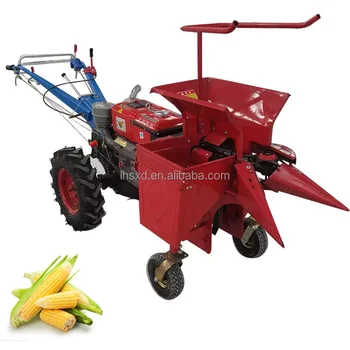 Maža žemės ūkio mašina Vienos eilės kukurūzų rinkėjas Mini pėsčiųjų traktorius Vienos eilės kukurūzų derliaus nuėmimo mašina
