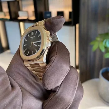 Mechaniniai laikrodžiai vyrams Nerūdijančio plieno vandeniui atsparus rankinis laikrodis PAT-Phili Fashion Luminous Automatinis skaidrus vyriškas laikrodis