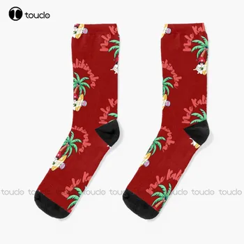Mele Kalikimaka Kojinės Amerikos vėliavos kojinės Vyrai Personalizuotas Individualizuotas Unisex Adult Teen Youth Kojinės 360° Digital Print Funny Sock